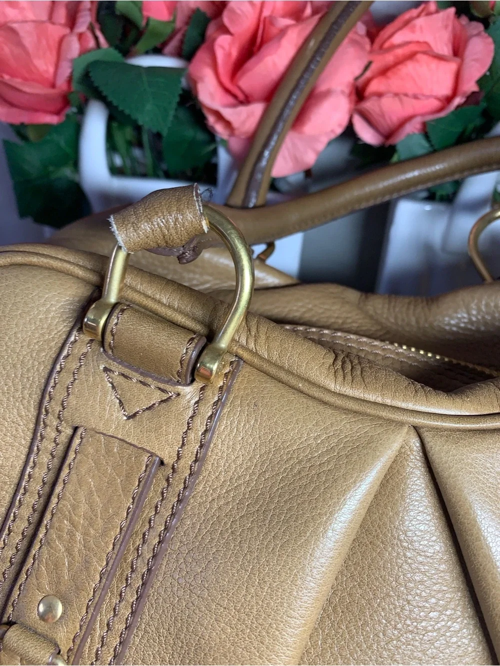 Classic Tan Leather Women's Satchel
